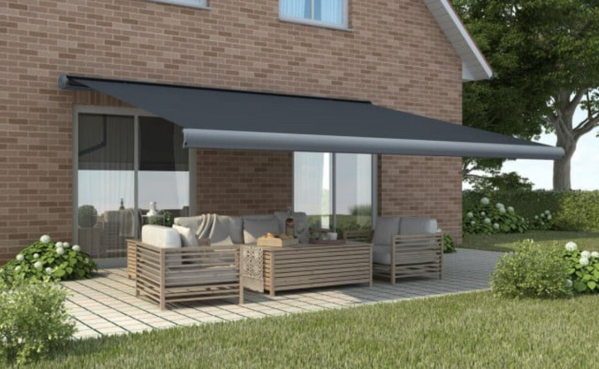 Автоматический тент (маркиза) Focus Garden Deluxe AUTOMATIC + LED 400x300 серый 005346 005346 фото