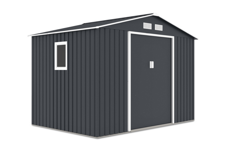 Металевий сарай для інструментів HardMaster Hudson 9x6 (278x191 см) Cold Gray &mdash; Садовий будиночок, хозблок сірий 003132 003132 фото